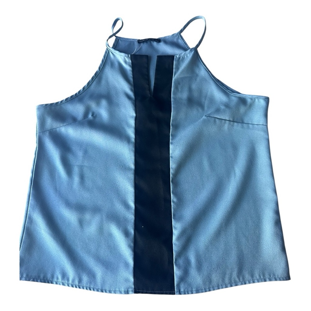 Emery Rose Chic‎ Sky Blue Camisole with Navy Accent size Large